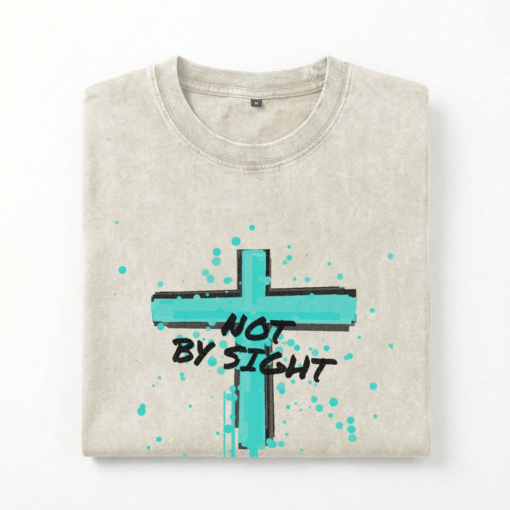 NM9 Ice Collection Heavyweight Tee | Not By Sight Cross | Bone