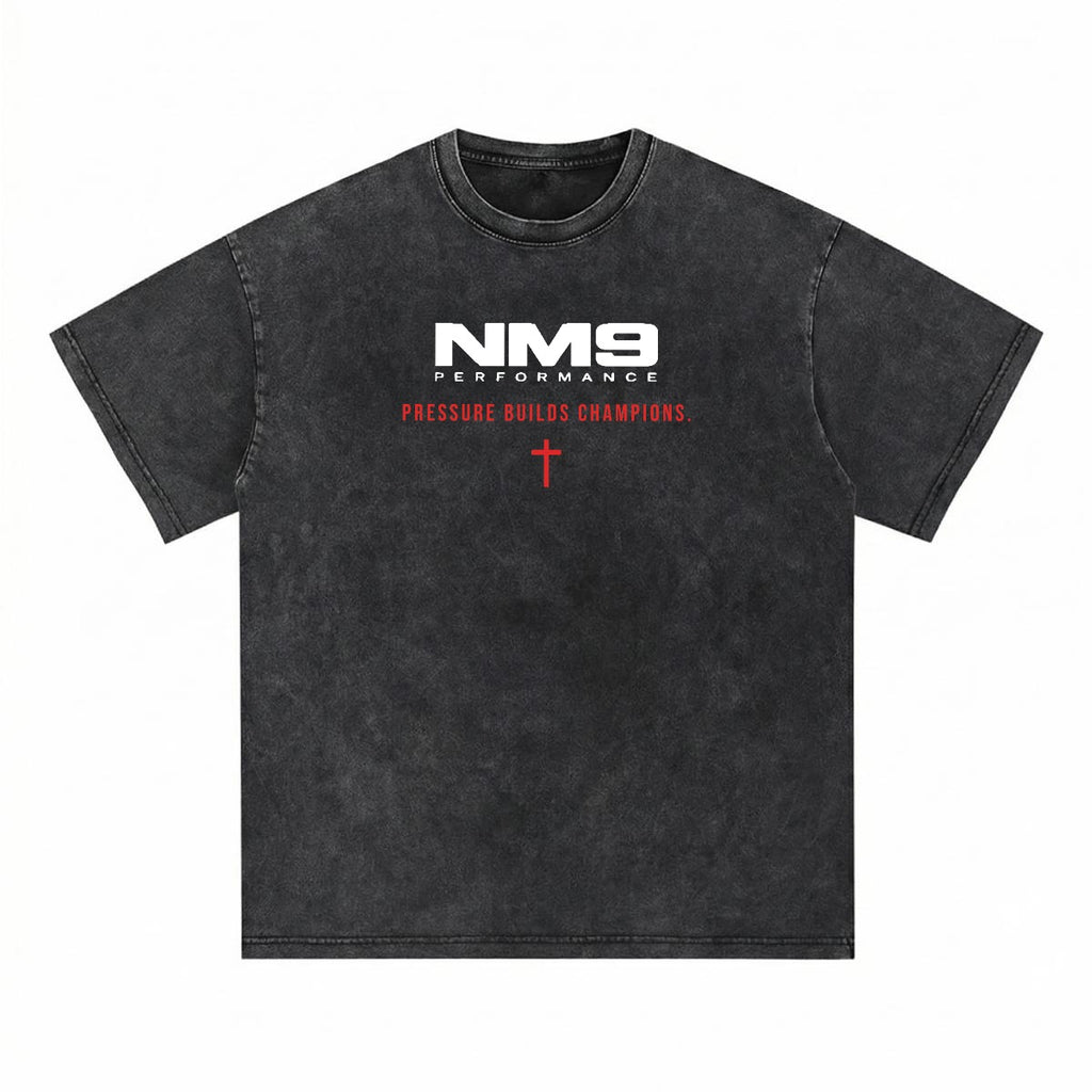 NM9 Performance Heavyweight Tee | Pressure Builds Champions | Black