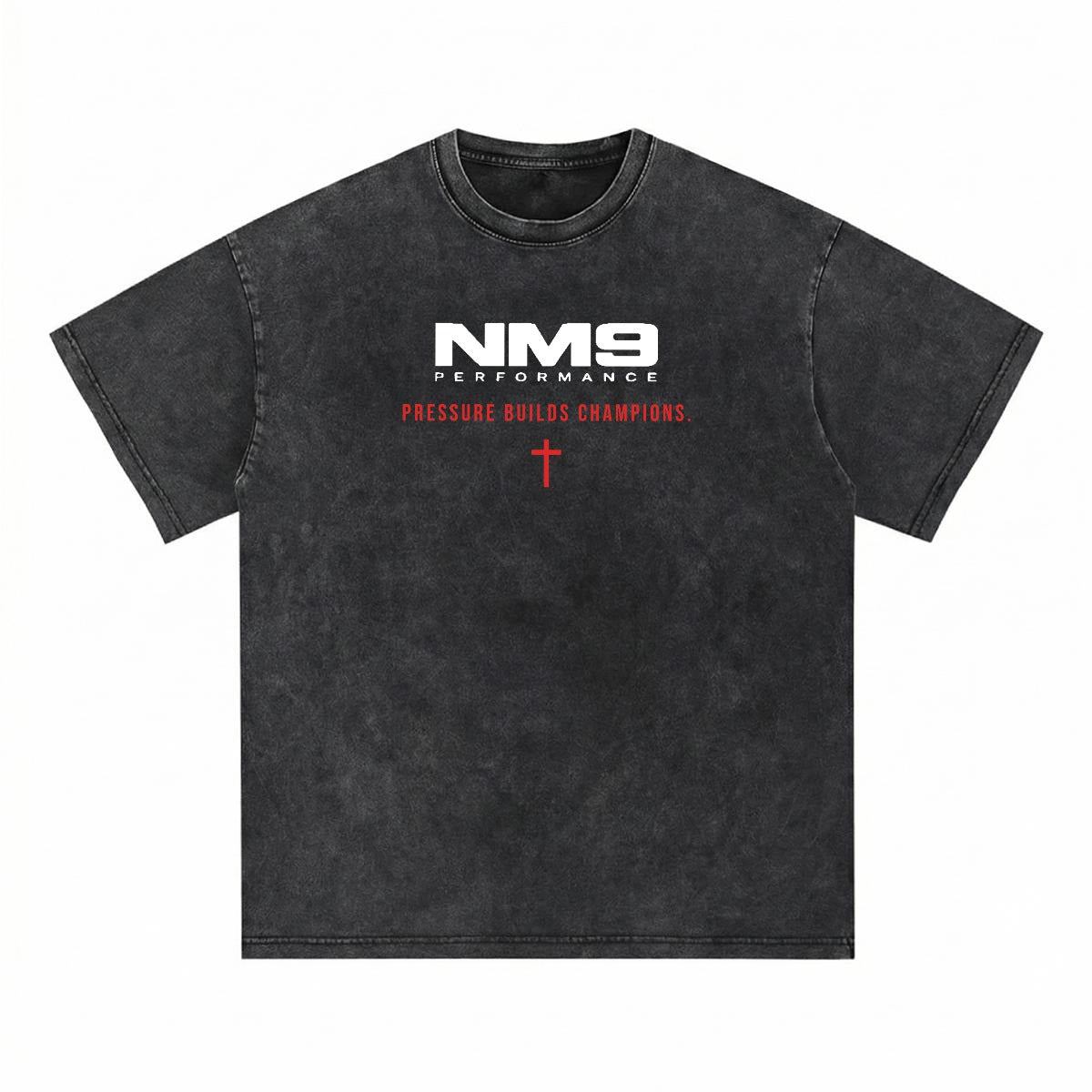 NM9 Performance Heavyweight Tee | Pressure Builds Champions | Black