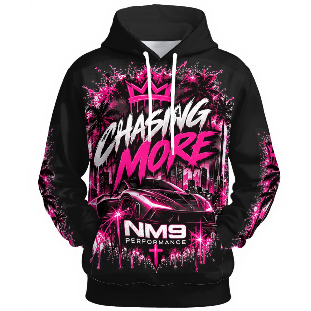 NM9 Pink Collection Hoodie | Chasing More Skyline | Black
