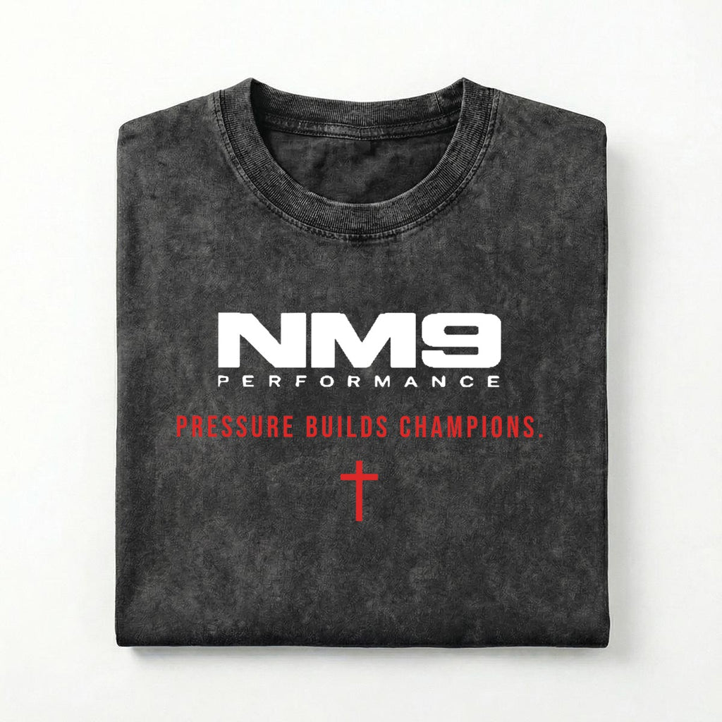 NM9 Performance Heavyweight Tee | Pressure Builds Champions | Black