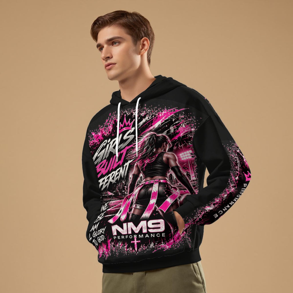 NM9 Pink Collection Hoodie | Girls Built Different | Black