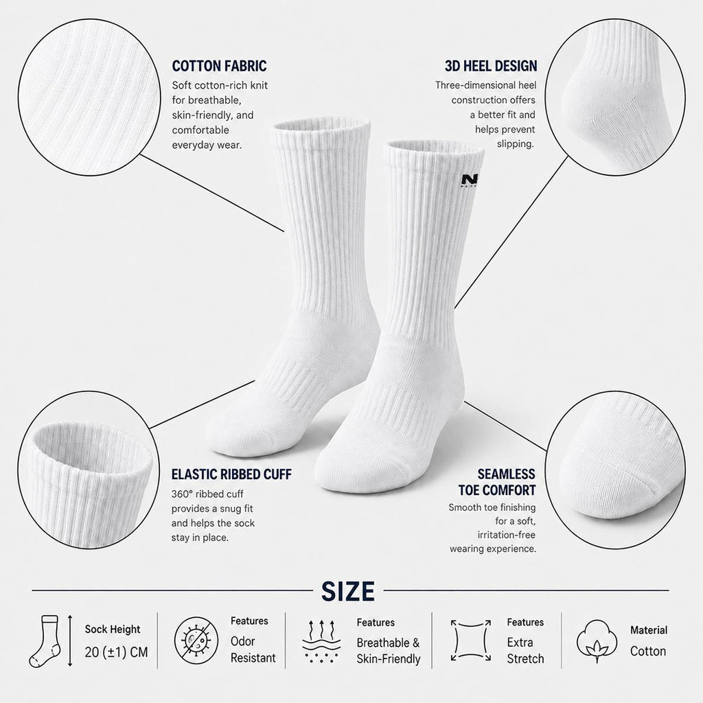 NM9 Crew Socks | White