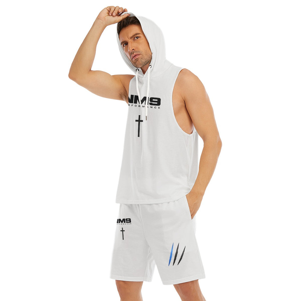 NM9 Sleeveless Hoodie & Shorts Set | White