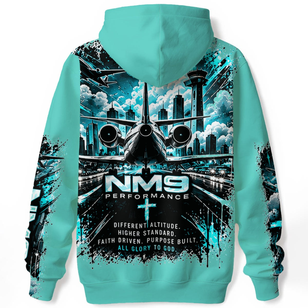 NM9 Ice Collection Hoodie | Jet Mentality Series Chest | Ice Teal