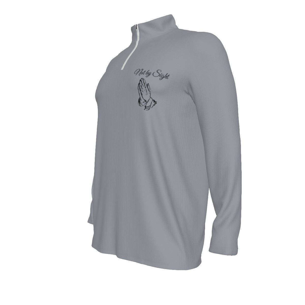 Not By Sight Quarter Zip | Script + Hands | Heather Grey