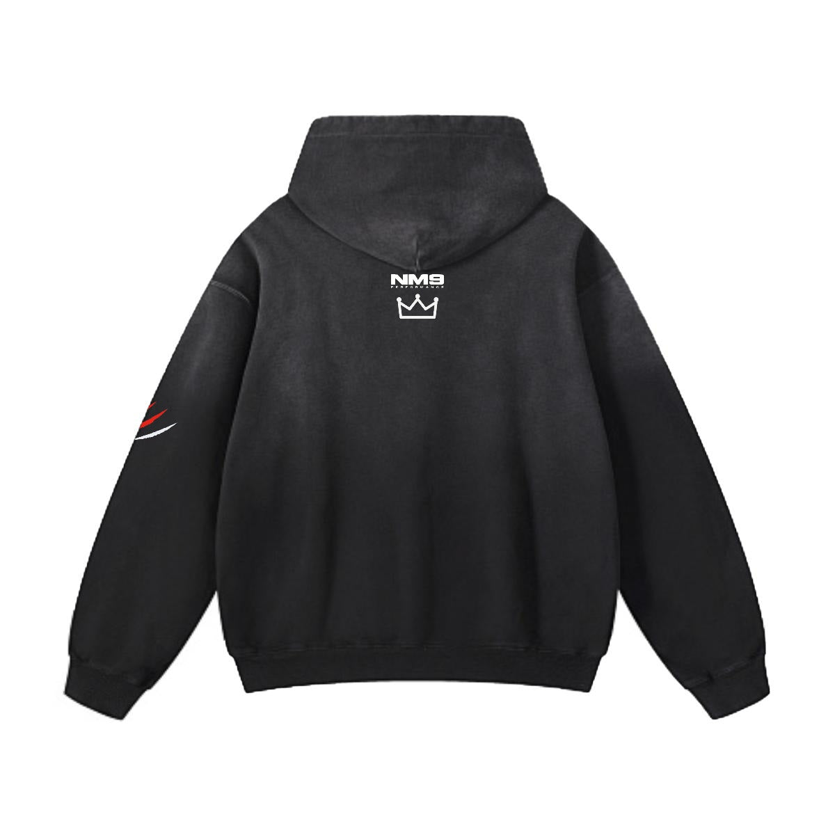 NM9 Heavyweight Hoodie | Teamwork Makes The Dream Work | Black / Red