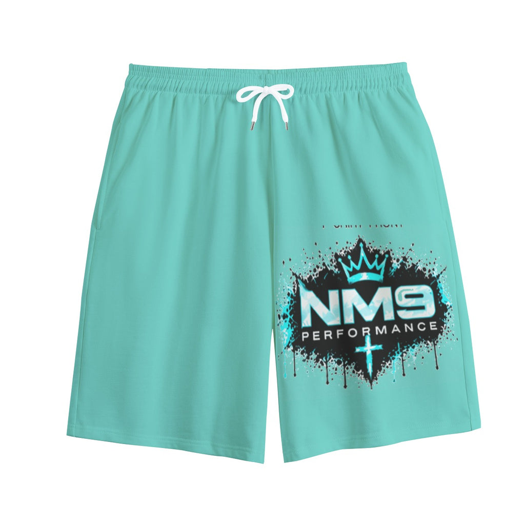 NM9 Ice Collection Sweat Shorts | Built Different Leader Of The Pack | Ice Teal