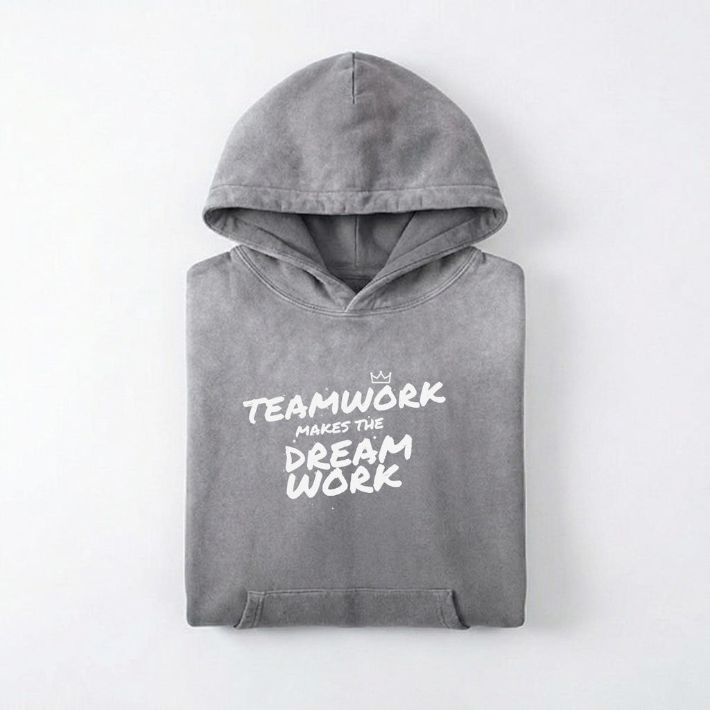 NM9 Heavyweight Hoodie | Teamwork Makes The Dream Work | Charcoal / White