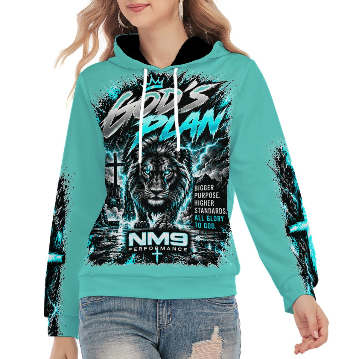 NM9 Ice Collection Hoodie | God's Plan Series | Ice Teal