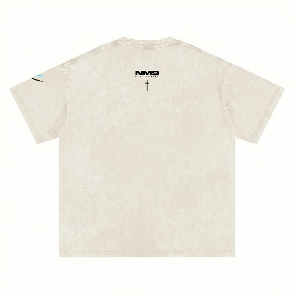 NM9 Heavyweight Tee | Hustle Over Talent | Cream / Teal / Chrome