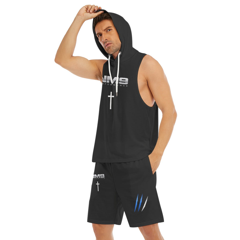 NM9 Sleeveless Hoodie & Shorts Set | Black