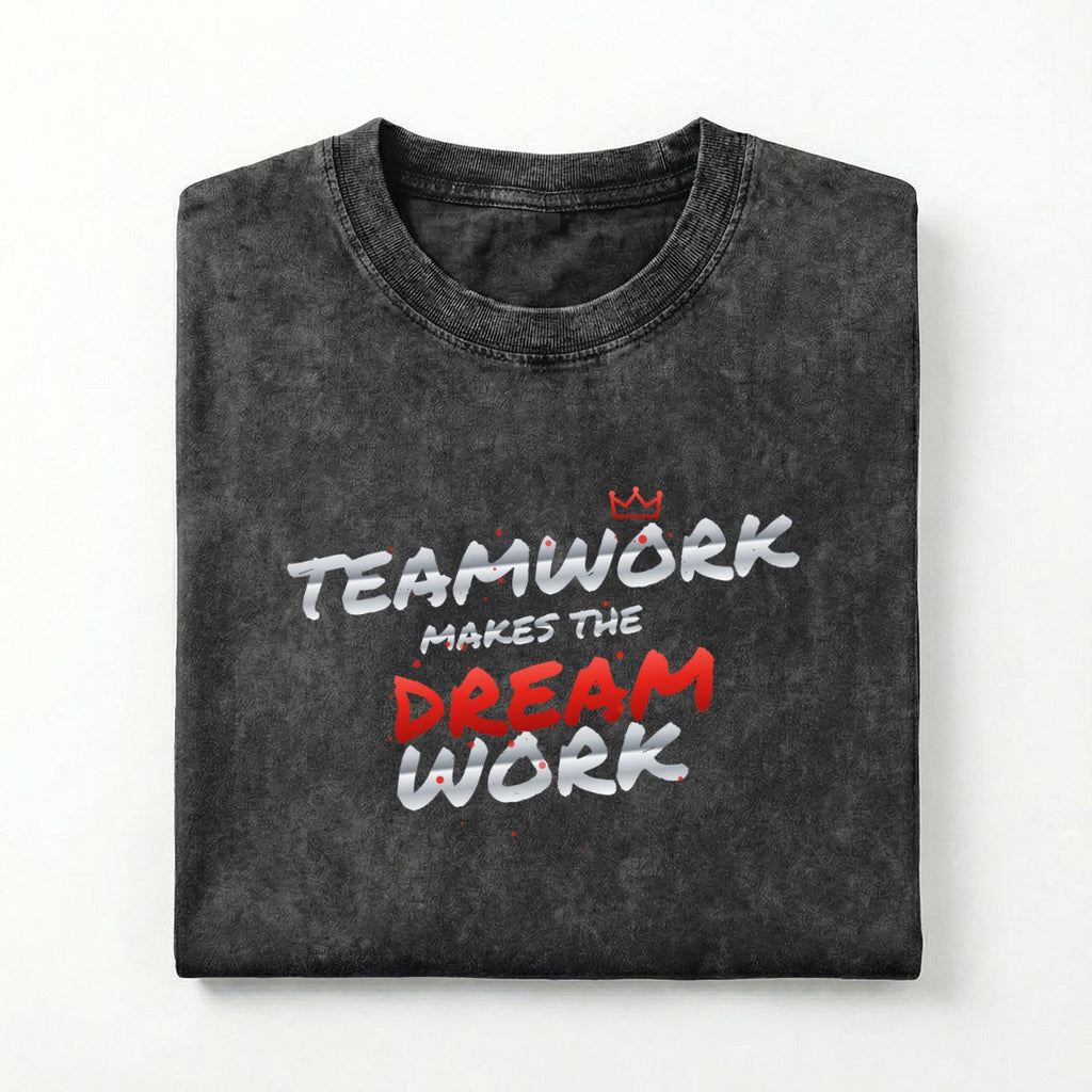 NM9 Heavyweight Tee | Teamwork Makes The Dream Work | Black / Red