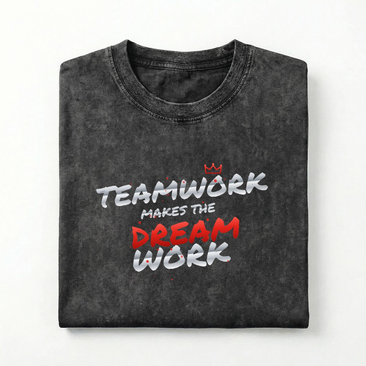 NM9 Heavyweight Tee | Teamwork Makes The Dream Work | Black / Red