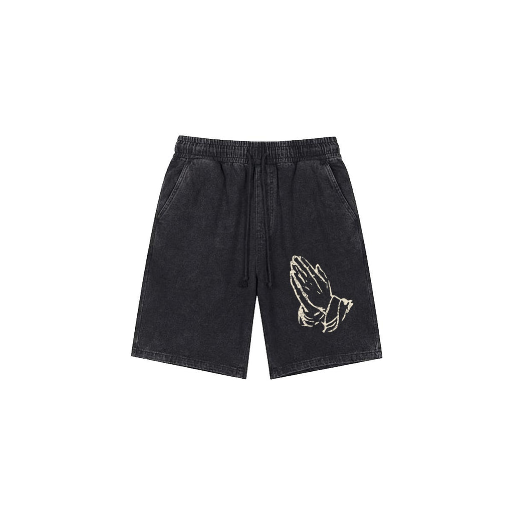 Not By Sight Heavyweight Sweat Shorts | Praying Hands | Black