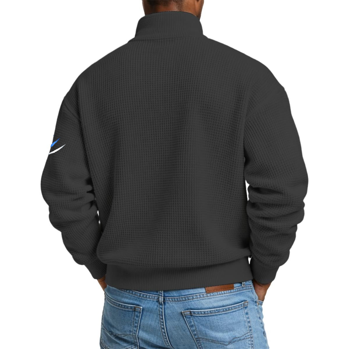 NM9 Waffle Knit Quarter Zip | Black