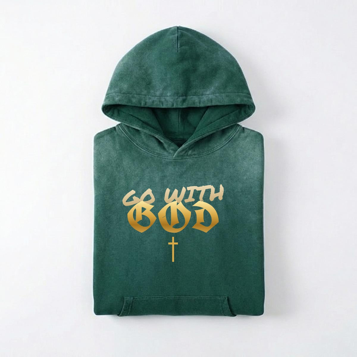 NM9 Heavyweight Hoodie | Go With God | Military Green / Tan