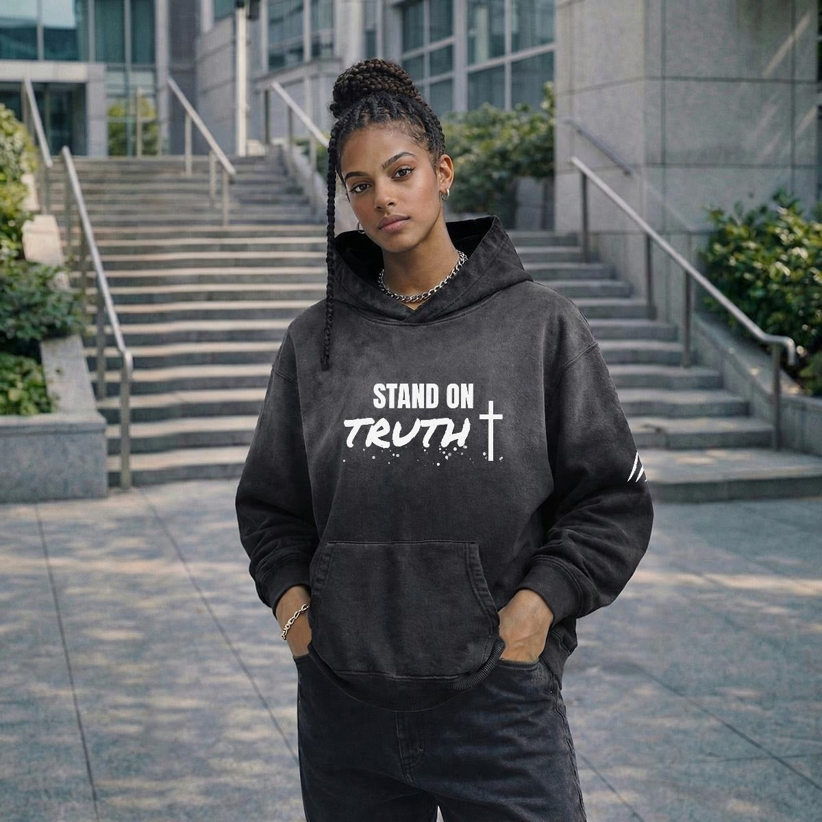 NM9 Heavyweight Hoodie | Stand On Truth | Black / White