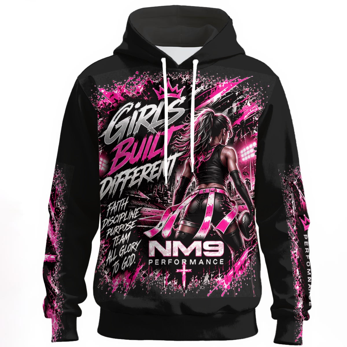 NM9 Pink Collection Hoodie | Girls Built Different | Black