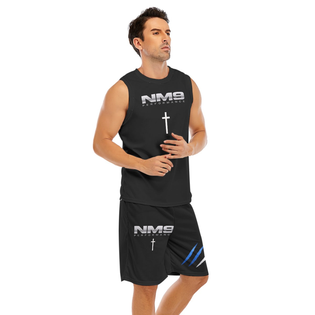 NM9 Sleeveless Athletic Shirt & Shorts Set | Black