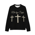 Not By Sight Crewneck | Script + 3 Crosses | Black