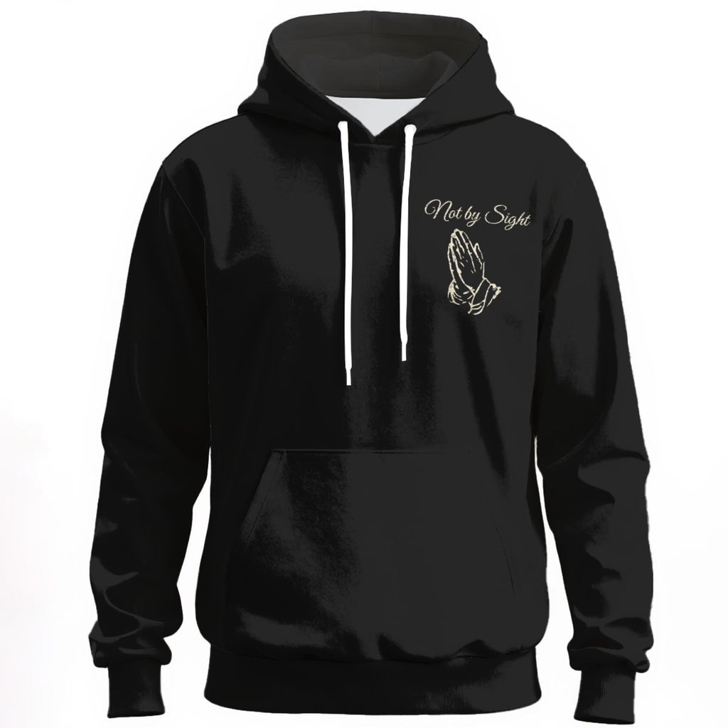Not By Sight Hoodie | Praying Hands + 3 Crosses | Black