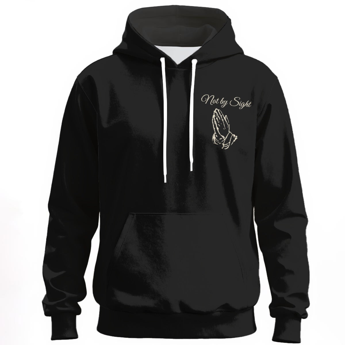 Not By Sight Hoodie | Praying Hands + 3 Crosses | Black