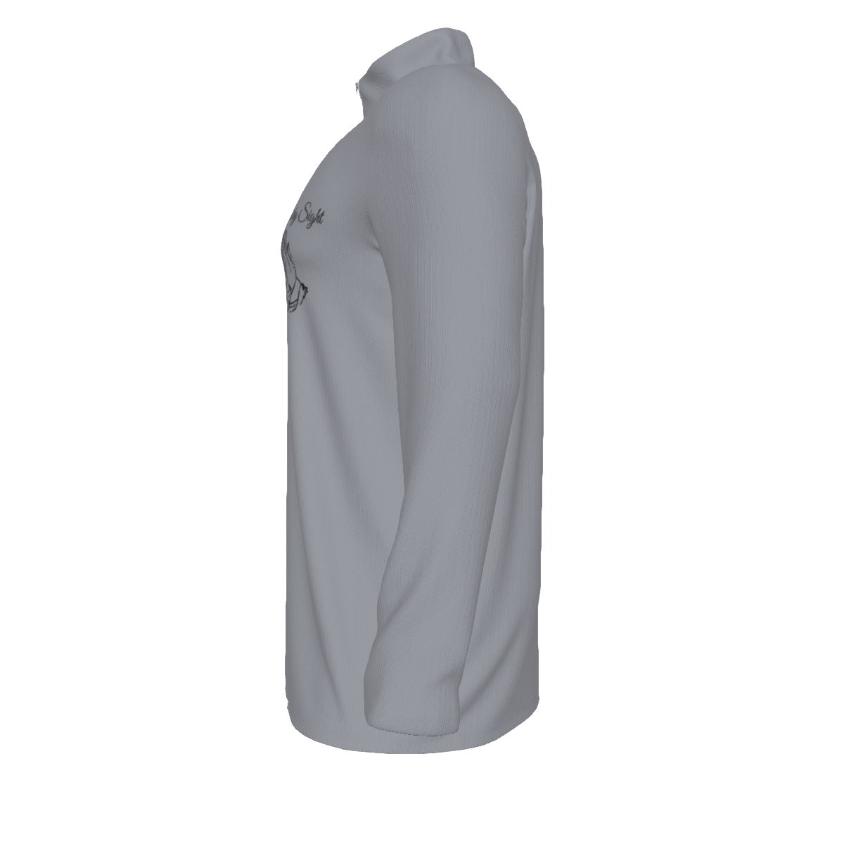 Not By Sight Quarter Zip | Script + Hands | Heather Grey