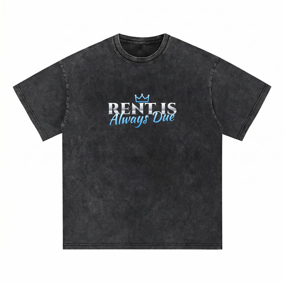 NM9 Heavyweight Tee | Rent Is Always Due | Black / Ice Blue