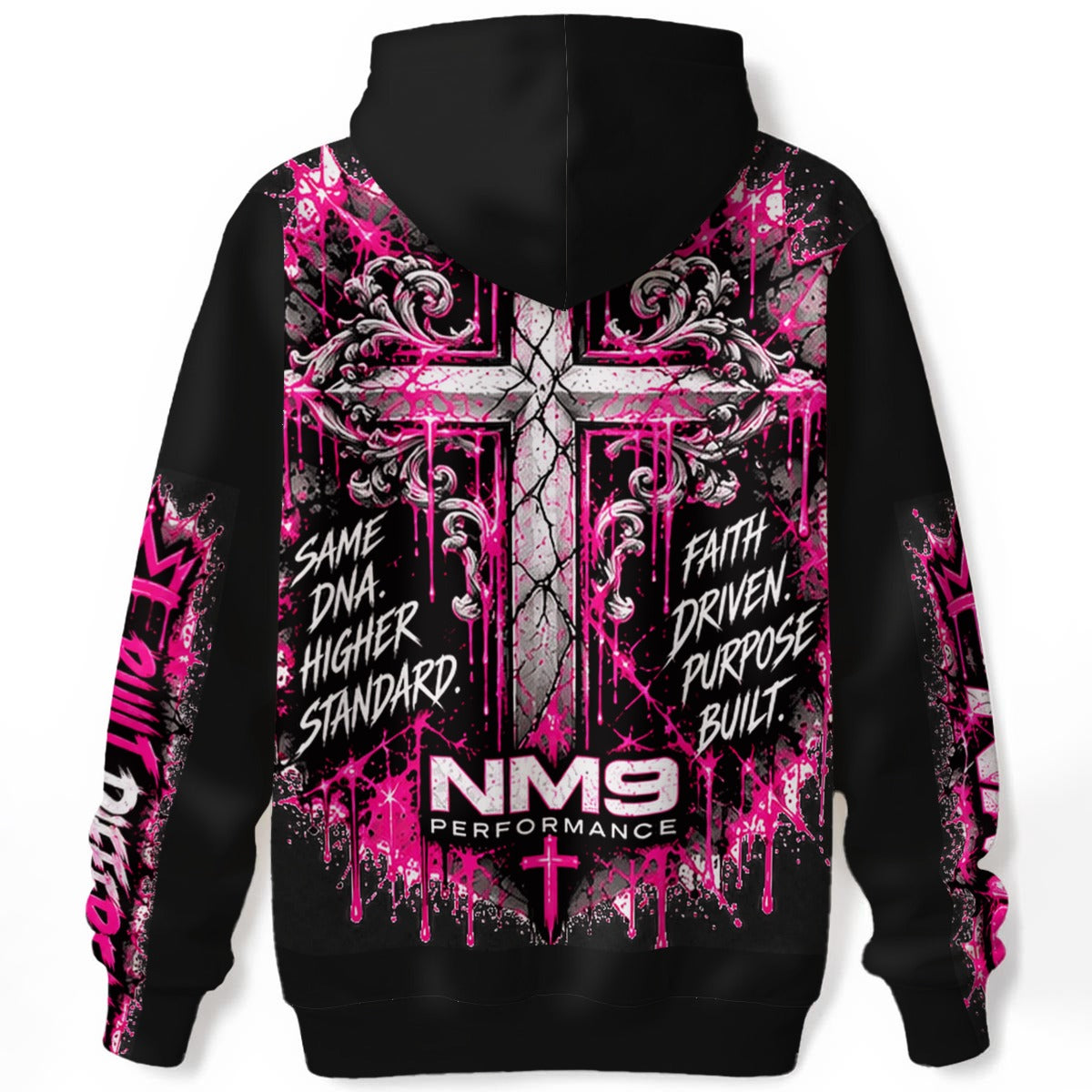 NM9 Pink Collection Hoodie | Built Different Chest | Black
