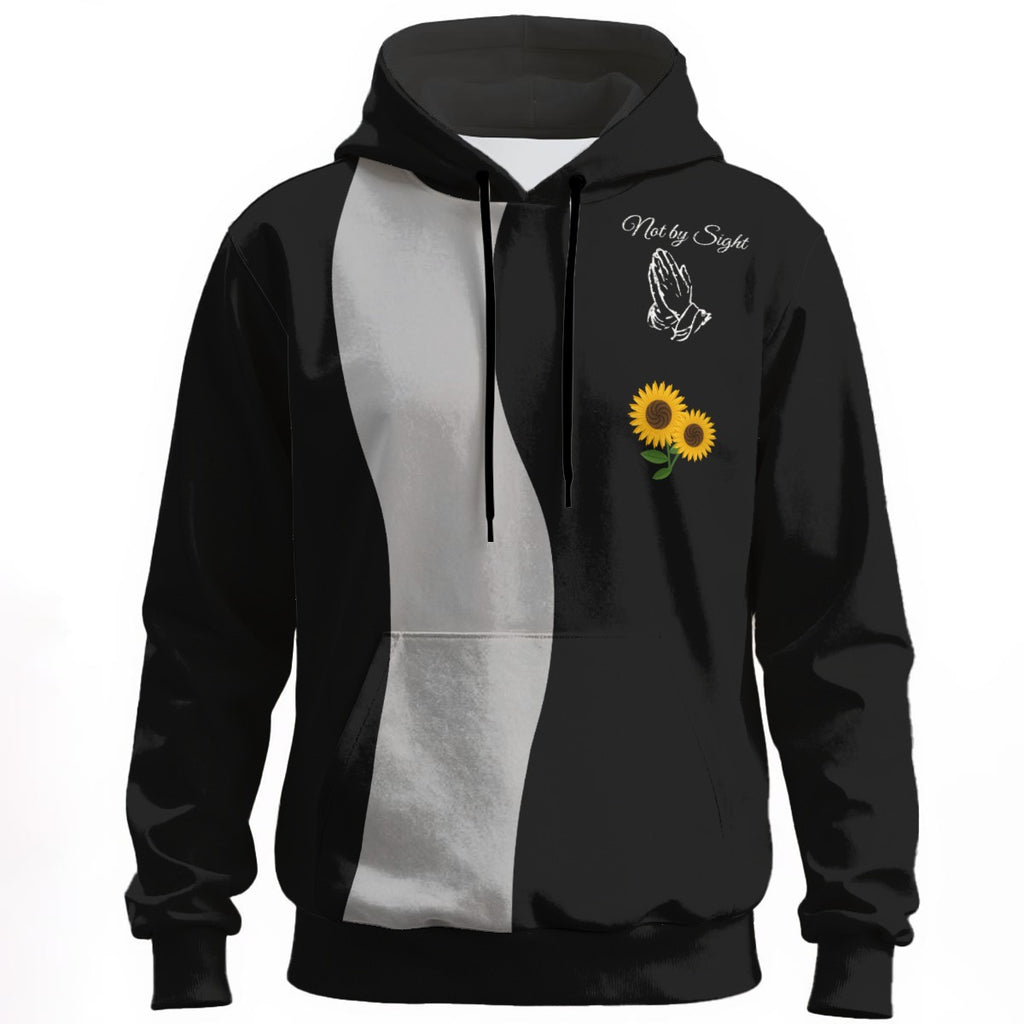 Not By Sight Two-Tone Sunflower Hoodie | Black/Grey