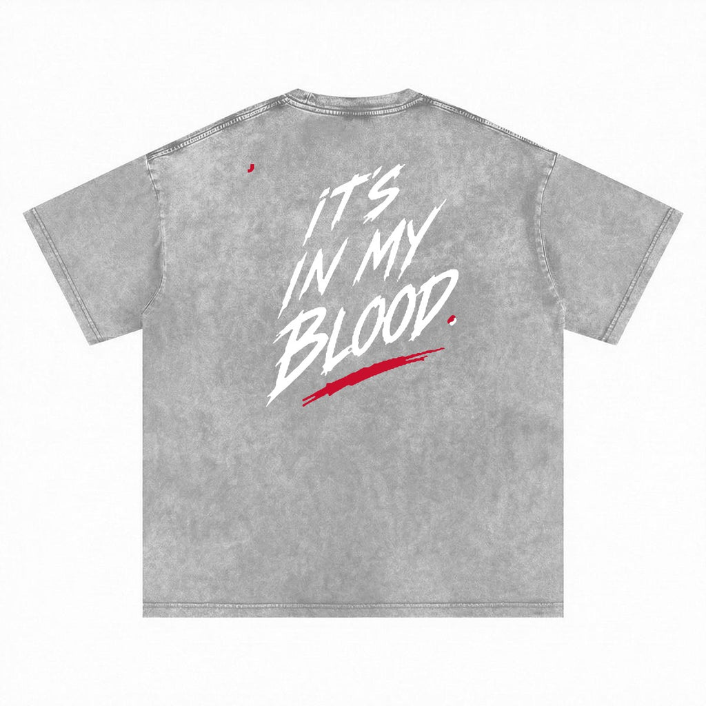 NM9 Hellfire Collection Heavyweight Tee | It's In My Blood | Grey