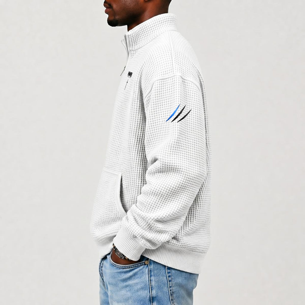 NM9 Waffle Knit Quarter Zip | White