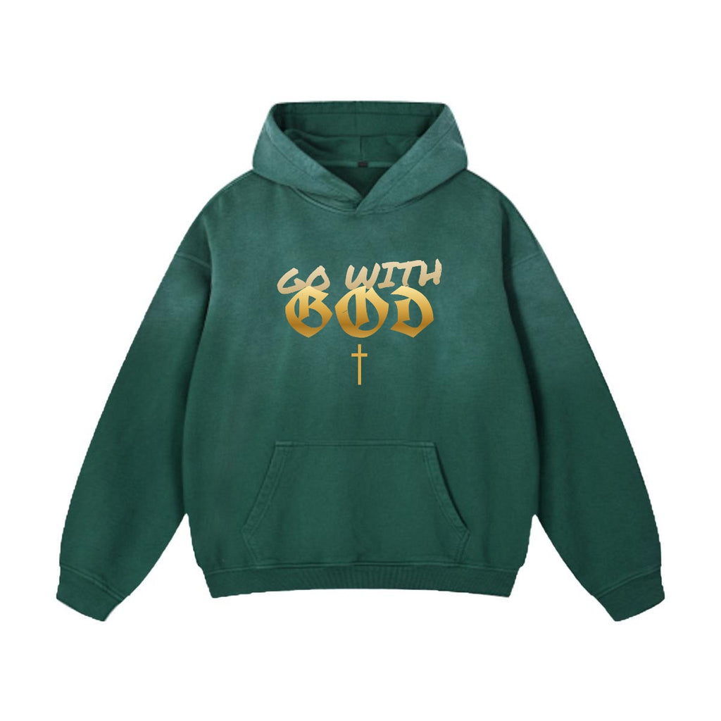 NM9 Heavyweight Hoodie | Go With God | Military Green / Tan