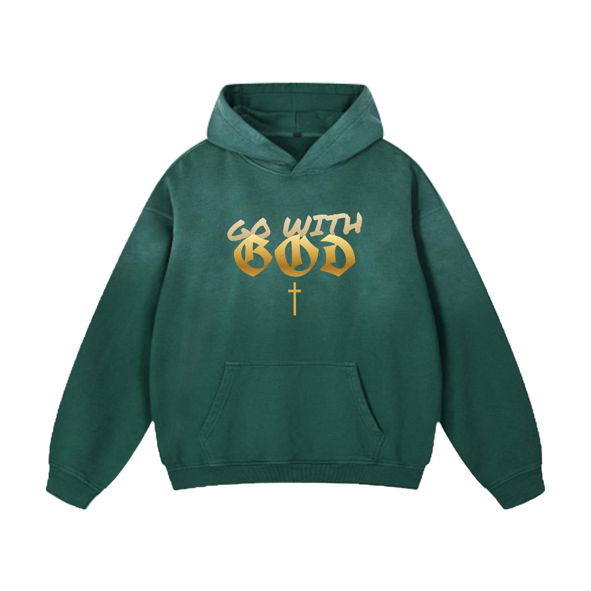 NM9 Heavyweight Hoodie | Go With God | Military Green / Tan