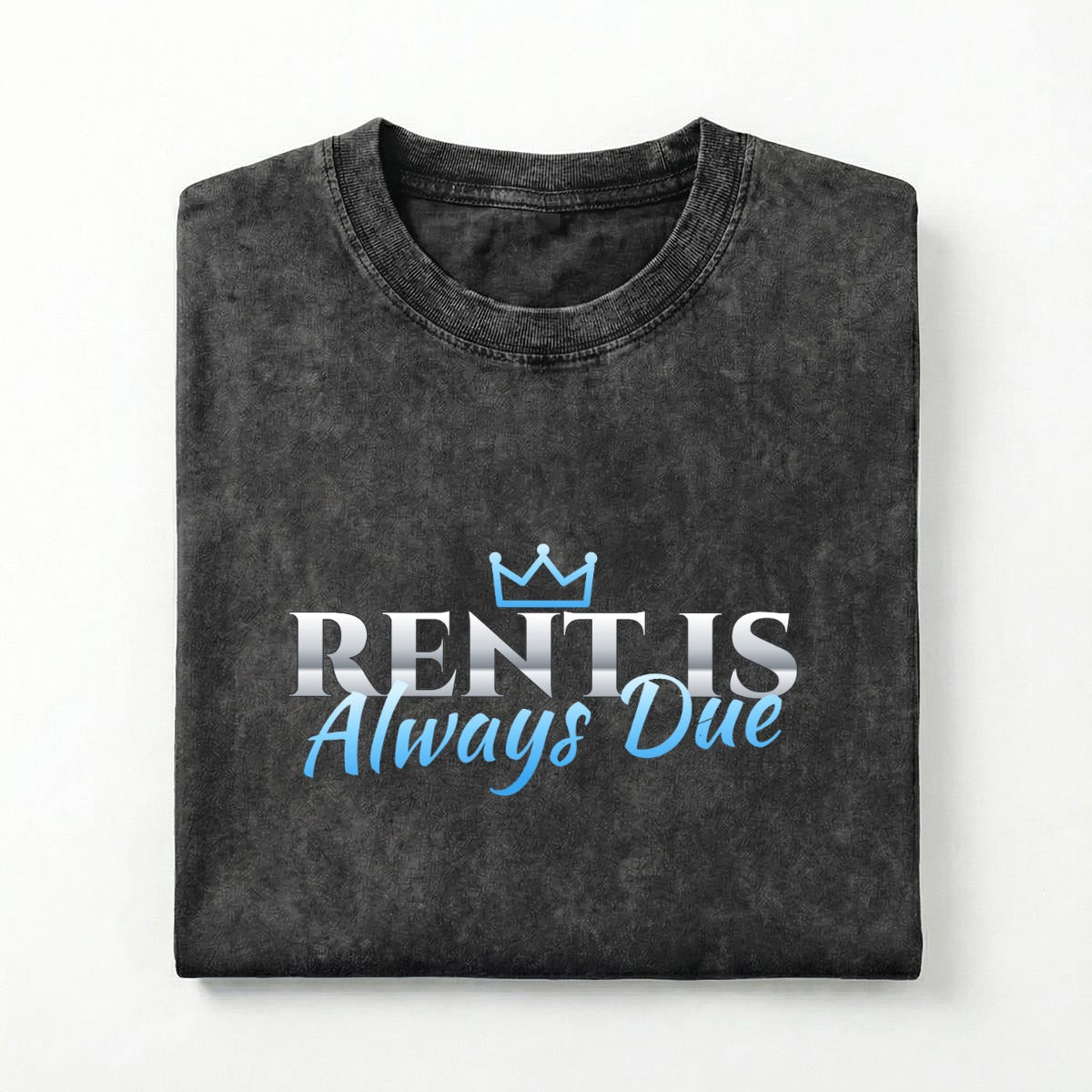 NM9 Heavyweight Tee | Rent Is Always Due | Black / Ice Blue