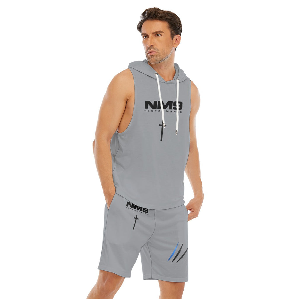 NM9 Sleeveless Hoodie & Shorts Set | Grey