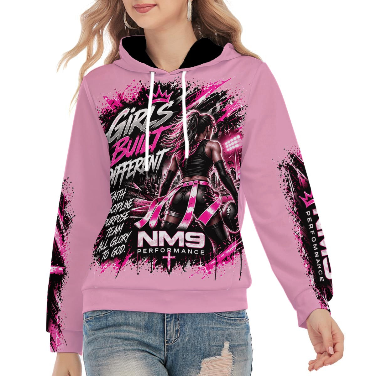 NM9 Pink Collection Hoodie | Girls Built Different | Light Pink