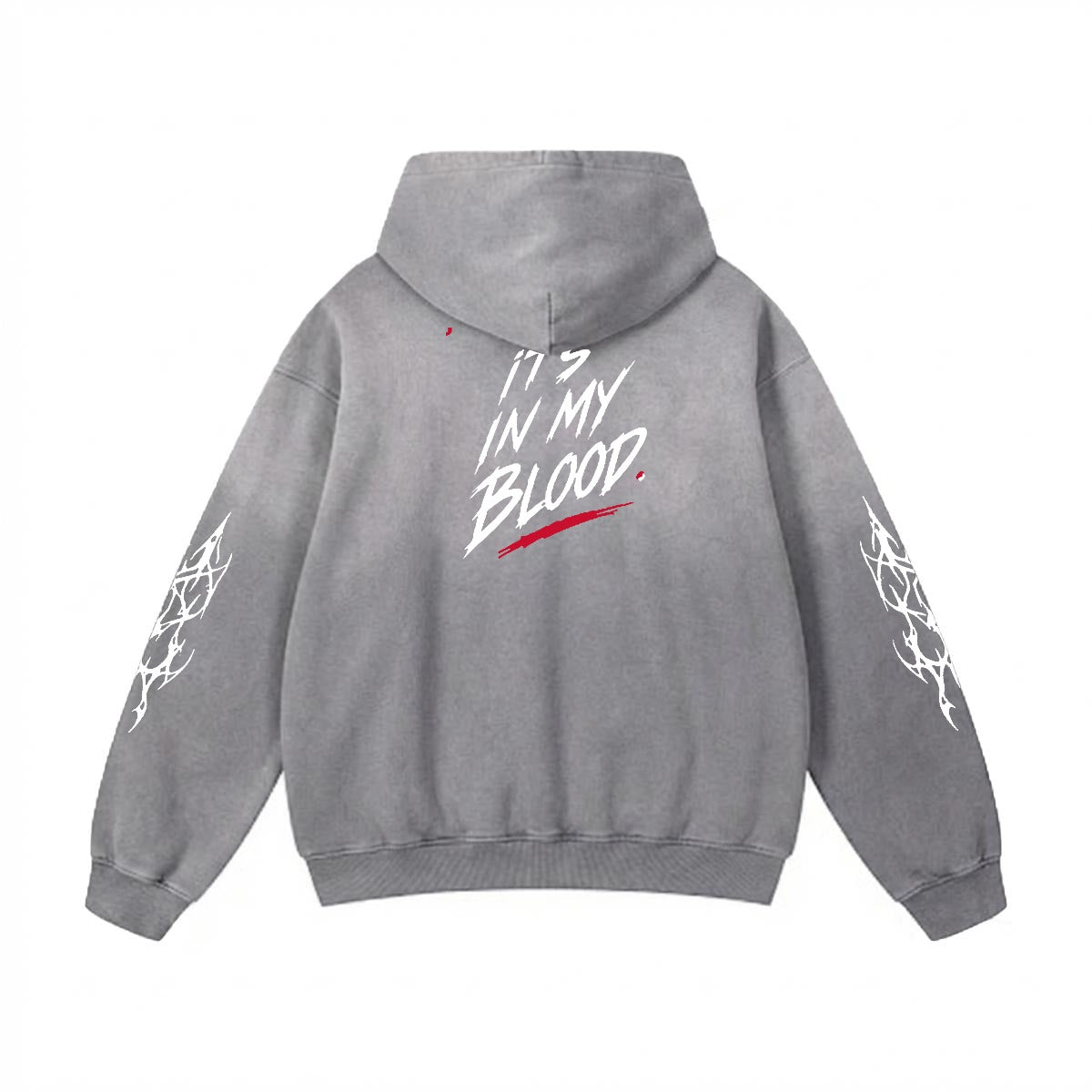 NM9 Hellfire Collection Heavyweight Hoodie | It's In My Blood | Grey