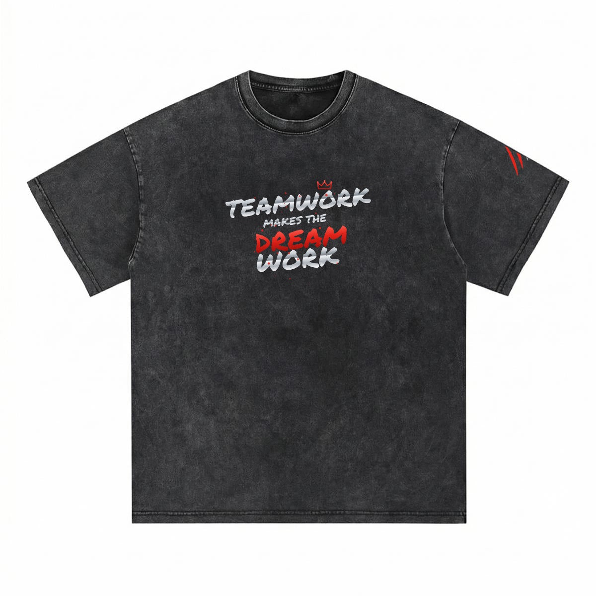 NM9 Heavyweight Tee | Teamwork Makes The Dream Work | Black / Red
