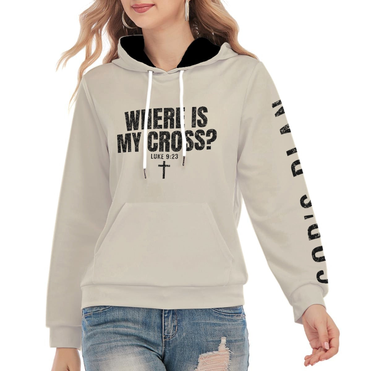 God's Plan Hoodie | WHERE IS MY CROSS? Luke 9:23 | Bone