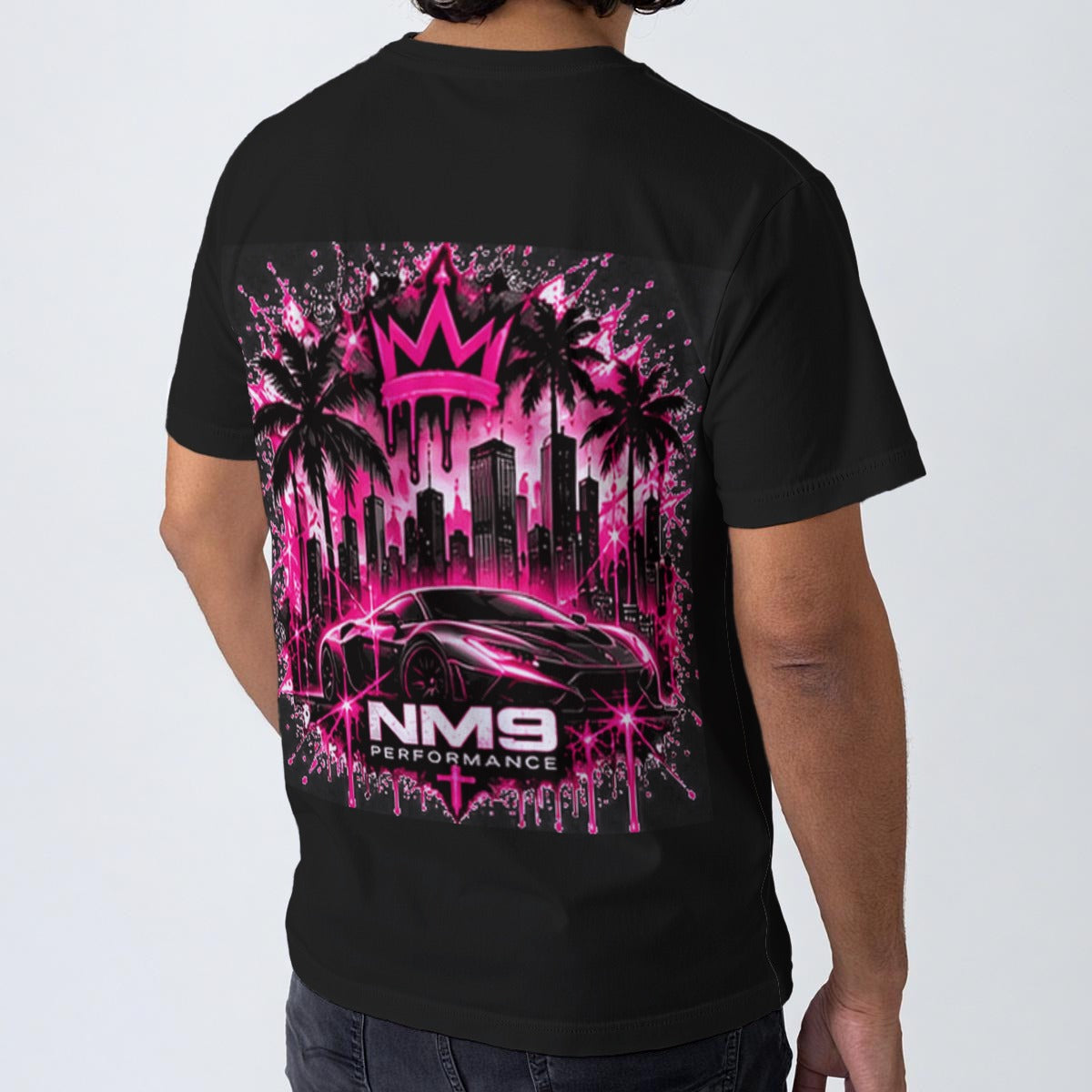 NM9 Pink Collection Tee | Chasing More Skyline | Black
