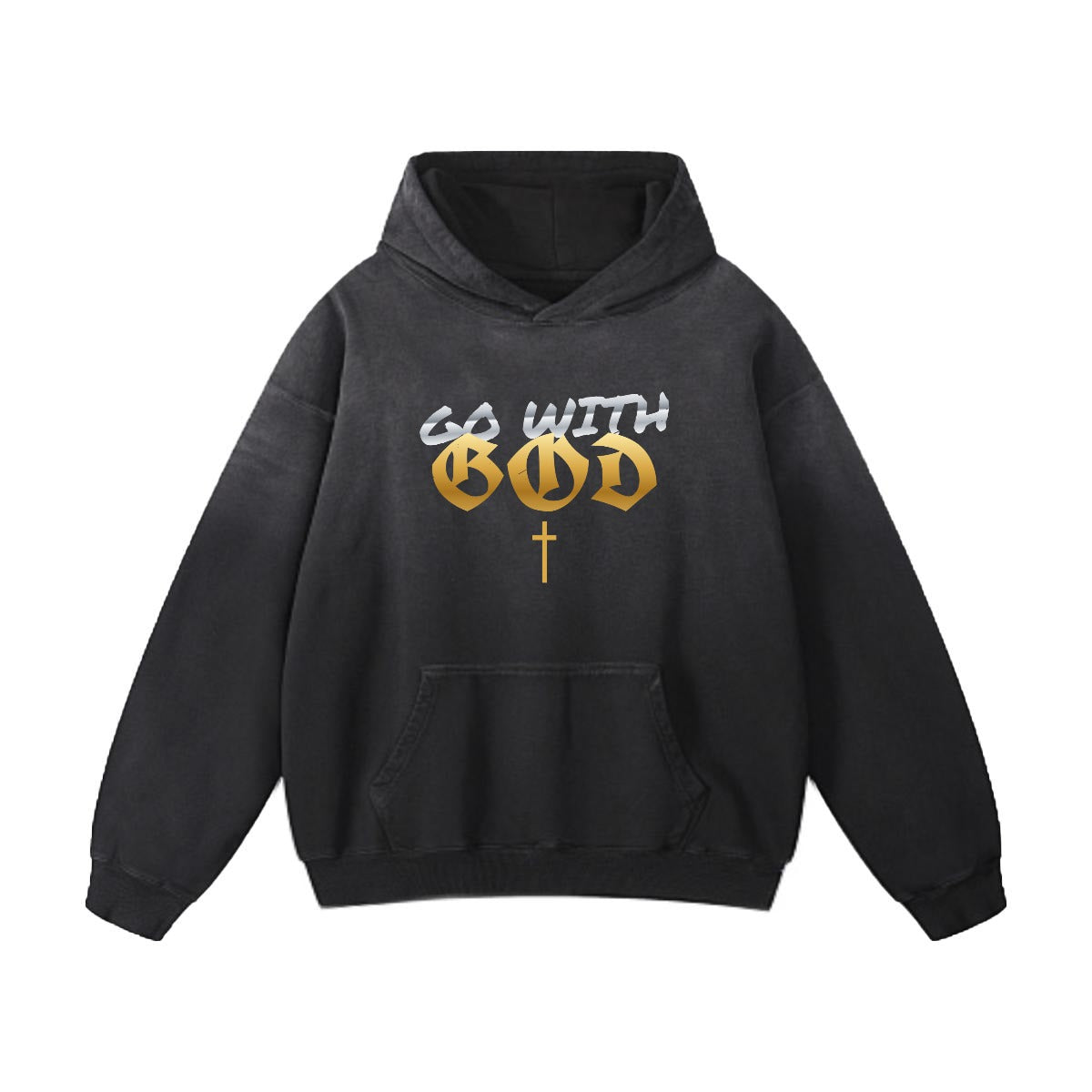 NM9 Heavyweight Hoodie | Go With God | Black / Gold