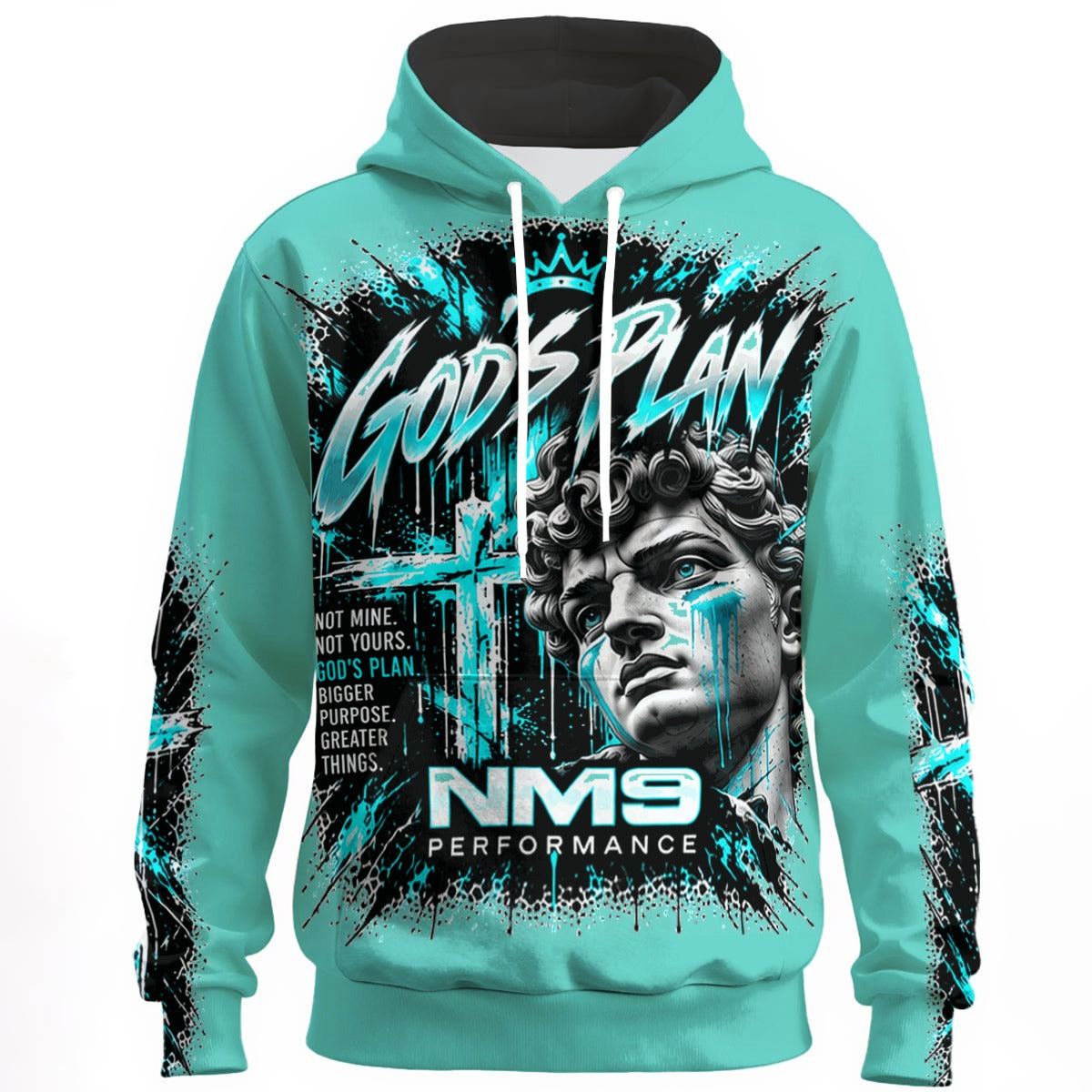 NM9 Ice Collection Hoodie | God's Plan Statue Edition | Ice Teal
