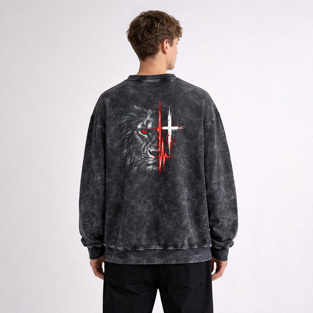 NM9 Bloodline Collection Heavyweight Crewneck | Lion Heartbeat | Black