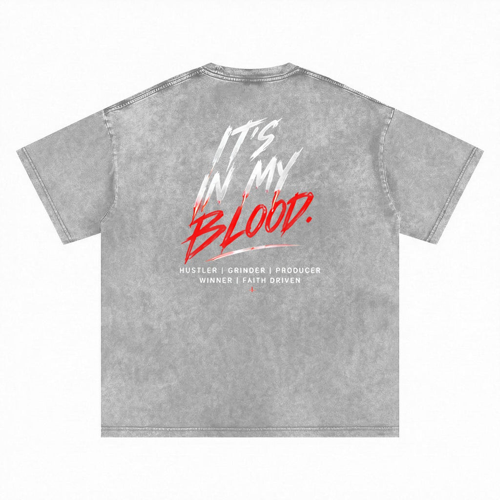 NM9 Bloodline Collection Heavyweight Tee | It's In My Blood | Grey