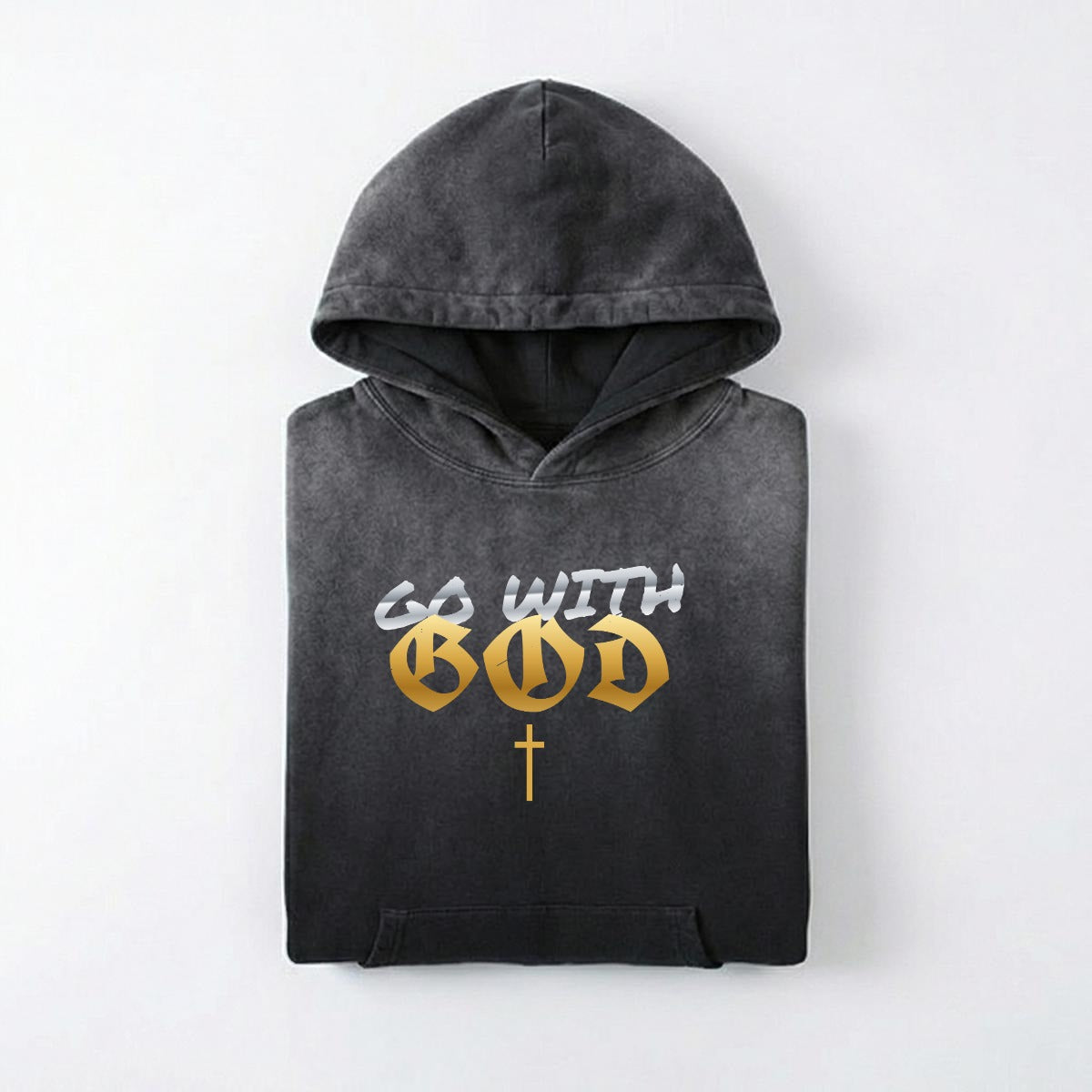 NM9 Heavyweight Hoodie | Go With God | Black / Gold