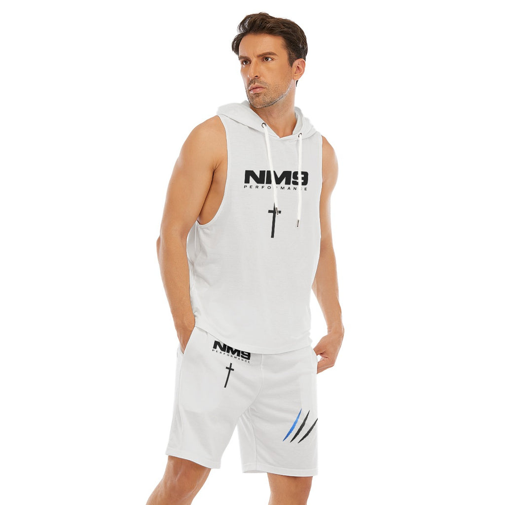 NM9 Sleeveless Hoodie & Shorts Set | White