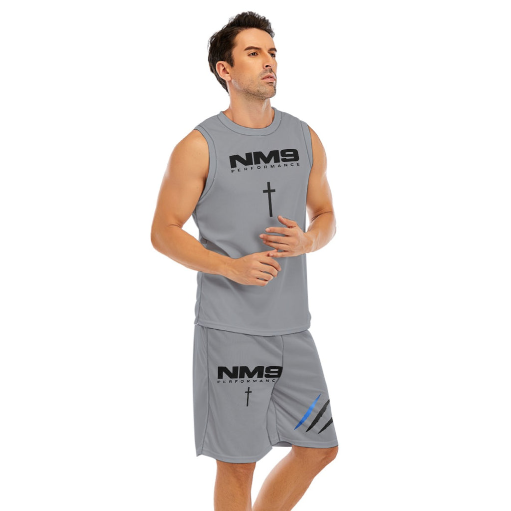 NM9 Sleeveless Athletic Shirt & Shorts Set | Grey