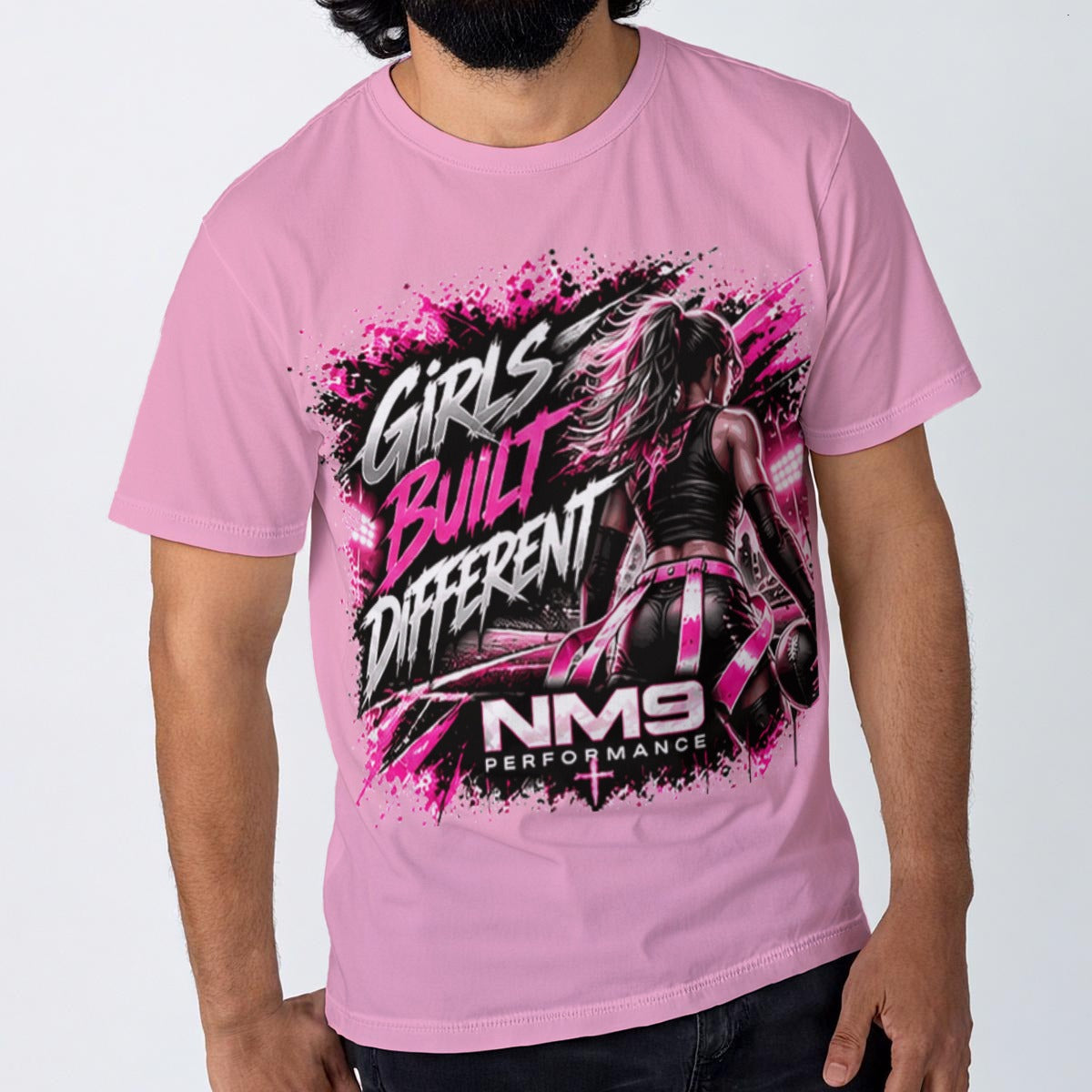 NM9 Pink Collection Tee | Girls Built Different | Light Pink
